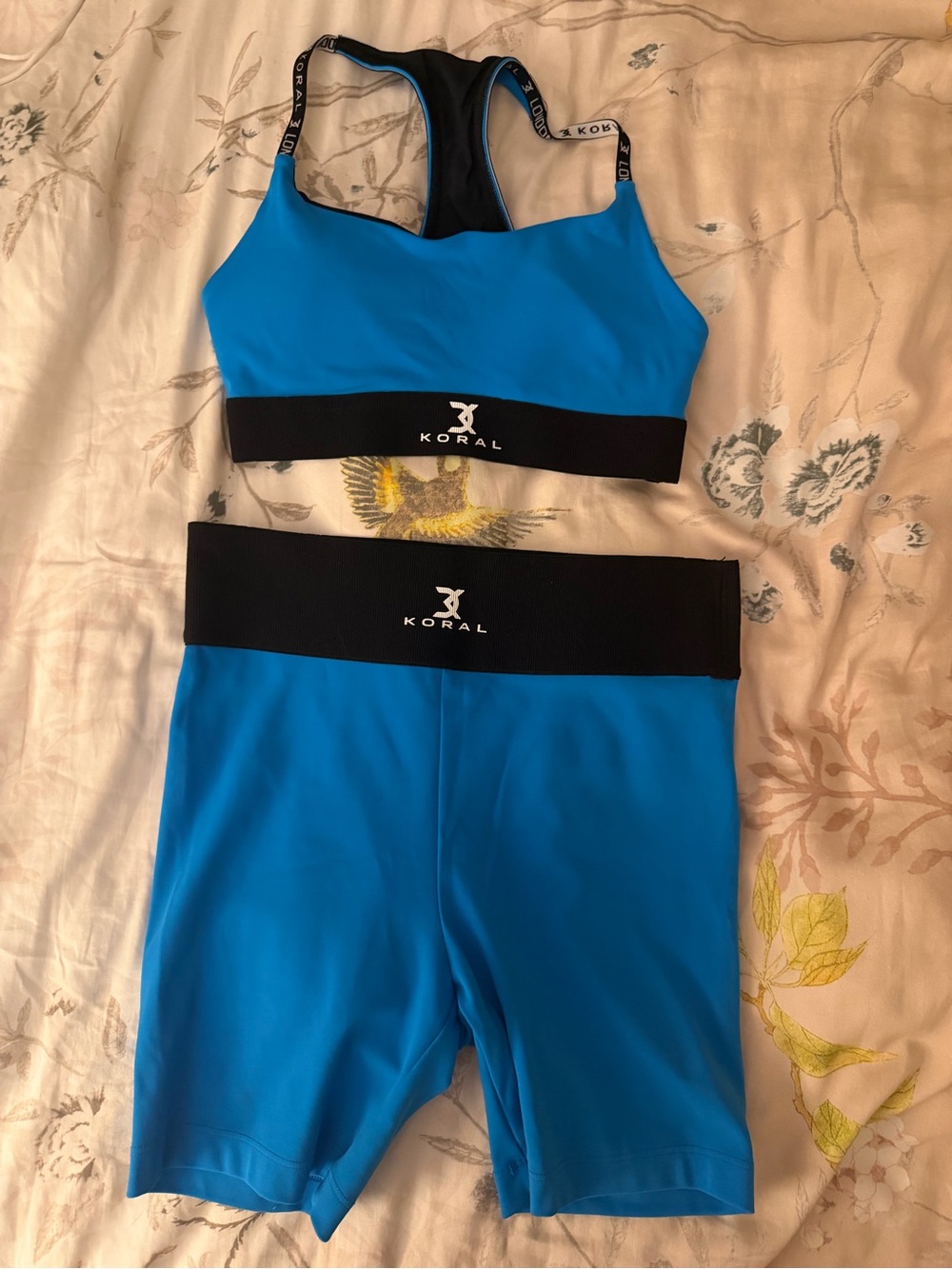 Koral Blue and Black Athletic Bikini Top